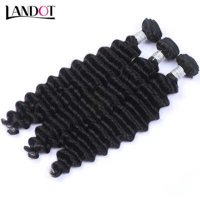 

9A Cambodian Virgin Hair Deep Wave 100 Human Hair Weaves 3 Bundles Lot Cambodian Deep Curly Remy Hair Extensions Natural Black 1B