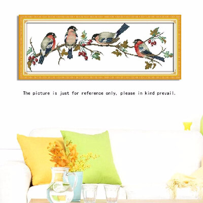 

Anself DIY Handmade Needlework Cross Stitch Set Embroidery Kit Precise Printed Bullfinches Pattern Cross-Stitching 68 26cm Home