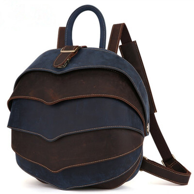 

New Genuine Leather Men Casual Retro Splice Backpack Casual Everyday Backpacks Day Pack Hit color Travel School Bags Notebook Bag