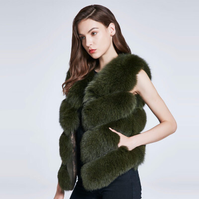 

real Fox fur vest lady winter coat fur coat natural fox fur jacket high quality fur generous warm v neck vest 2018 new