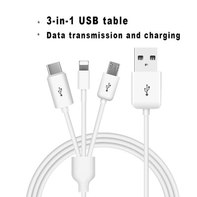 

3 In 1 Multi USB 24A Fast Charging Data Transmission Cable with USBType-CLighting Port Phone Charging Line
