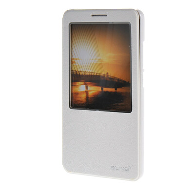 

MOONCASE Huawei Ascend Mate 7 Case View Slim Leather Flip Pouch Bracket Back Cover White