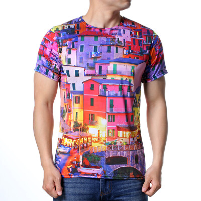 

Fashion Mens Short Sleeve Round Neck House Printing T-Shirt