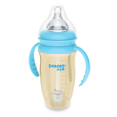 

Small potato potato wide caliber ppsu bottle with handle straw drop-proof baby newborn bottle 270ml blue
