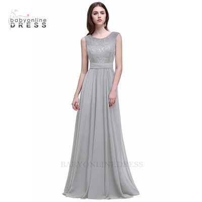 

Cheap Under 50 Navy Blue A-line lace evening dresses Women sleeveless long evening dress chiffon formal party dress 4 Styles