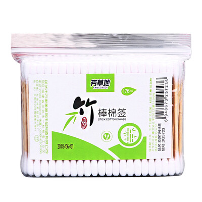 

Fang grass bamboo stick cotton swab ear nose cleaning cotton swab double head multi-purpose cotton swab bag 176 sticks