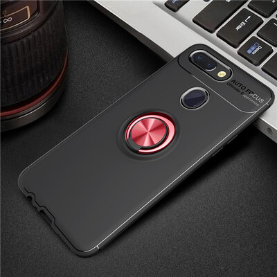 

OPPO R15 Luxury Metal Ring Magnetic Bracket Shockproof Cooling TPU Phone Case