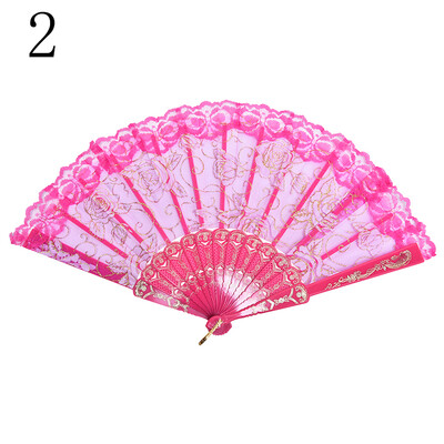 

Chinese Style Dance Party Wedding Lace Folding Hand Held Flower Fan
