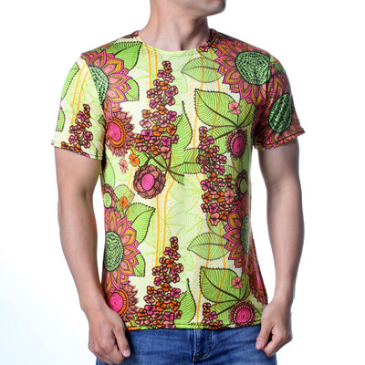 

Fashion Mens O-Neck Tops Casual Flower Print Pullover T-Shirts