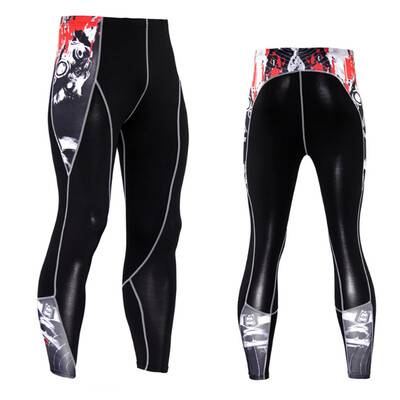 

New Fashion Mens Compression Pants 3D Print Quick Dry Skinny Leggings Tights Fitness MMA Pants Stitching Tousers
