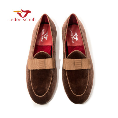 

Velvet belgian loafers with suede detail Coffee gros-grain trims&bow on top men flats wedding&party shoes