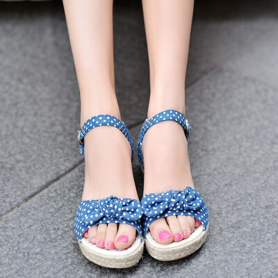 

women sandals ankle strap espadrilles shoes thick sole platform flat wedge canvas cloth sandals spring summer
