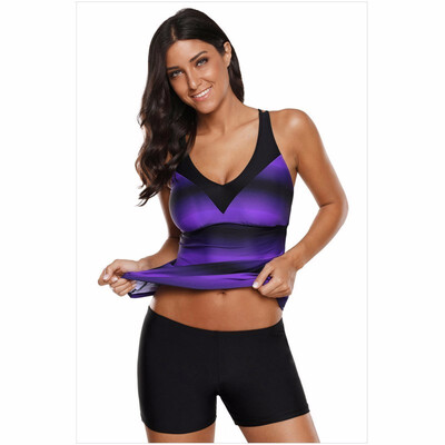 

Weis New Contrast Color Stitching V-Neck Cross Belt Conservative With Chest Pad Four-Corner Split Swimsuit 410662