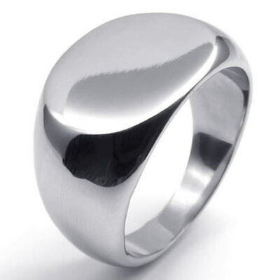 

Hpolw Polished fashionable in design Stainless Steel Band Oval Signet made of solid silver Mens Ringdurable in use