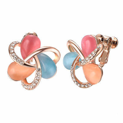 

Yoursfs Clip Earrings For Non Pierced Ears 18k WhiteRose Gold Plated Fashion Lady Clip-On Earrings
