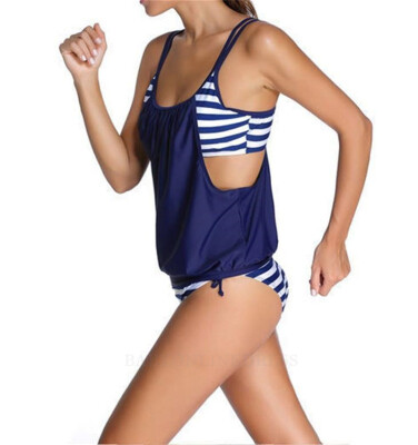 

Women Striped Swimwear Push Up Tankini Top Bathing Suit Ladies Swimsuit Plus Size Shorts Bikinis