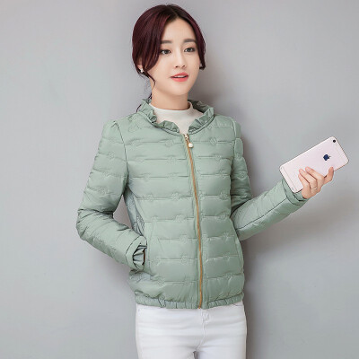 

2018 womens short cotton coat new slim embroidered cotton coat light cotton jacket