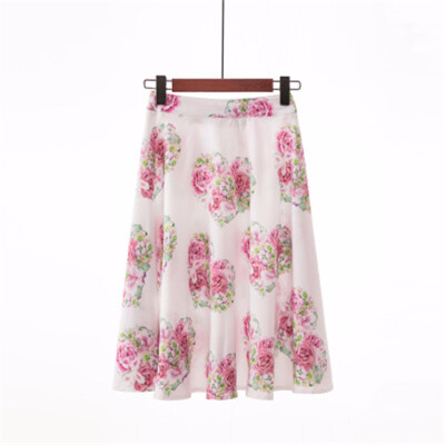 

High Waist Floral Print Women Elegant Skirts Elastic Waist Summer Skirt Casual Party Faldas Mujer Saias