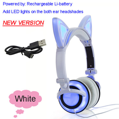 

wired Stereo Cat Ear Headphones Flashing Glowing cat ear headphones Gaming Headset Earphone 7 Colors LED light