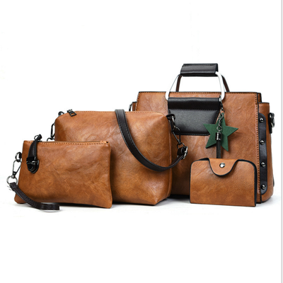 

4PCS Новый дизайн женщин Мода кожа Сумка Сумка Сумка Сумка Tote Ladies Кошелек в комплекте