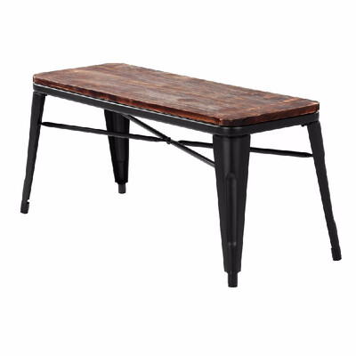 

Outdoor Bench IKayaa 2 Seater Kitchen Dining Bench Chair Natural Pinewood Top Metal Frame Patio Garden Bench Furniture 150KG Capac