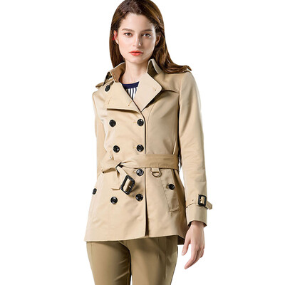 

BURDULLY Women 2018 New Fashion Double Breasted Trench Coat Ladies Khaki Slim Belt Cloak Female Abrigos Mujer Windbreaker Slim