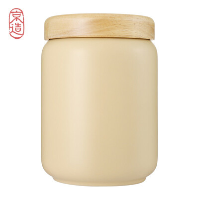 

JINGZAO Sealed cans Ceramic storage tank Wooden cover Moisture-proof candy snack jar 700ML