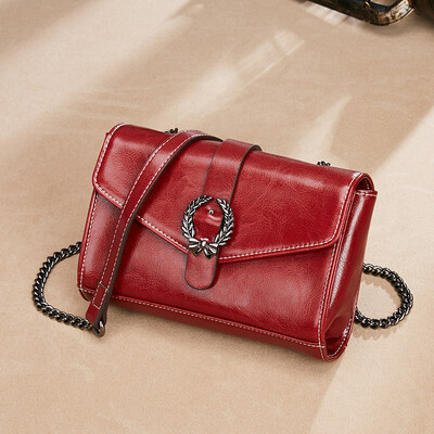 

Italian kangaroo LALPINA female bag retro leather Messenger bag female simple shoulder bag female fashion olive branch female bag oil wax yellow 674S031032