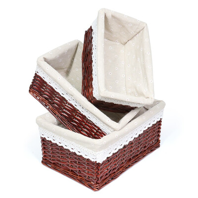 

MEIEM Handmade Woven Wicker Storage basket with LinerStorage containersHome Storage Bins for Toys laundry clothing Sundries Neat