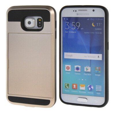 

MOONCASE Case for Samsung Galaxy S6 Soft Silicone Gel TPU Skin With Card Holder Protective Case Cover Gold