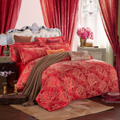 

Baolisi 4 Piece European Style Jacquard Geometric Duvet Cover Set Full Queen Size