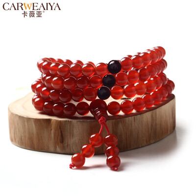 

Carweaiya Red agate Bracelet Chinese Style Bead Crystal Bracelet Men & Lady Black Agate Accessories Christmas Gifts