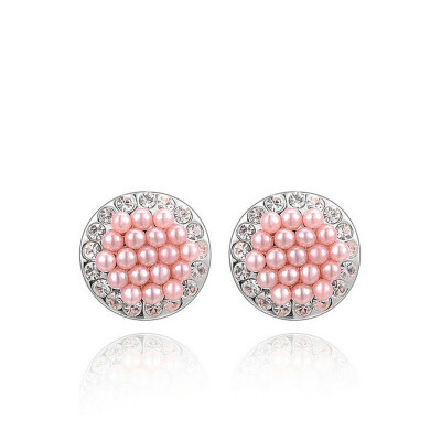 

Yoursfs® 18K Gold Plated Crystal Round Pink Pearl Stud Earring Womens Fashion Jewelry