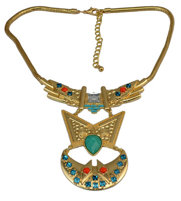 

Idealway New Fashion Gold Alloy Moon Shape Pendant Snake Chain 2 Colors Green Coffee Gemstone Crystal Rhinestone Choker Necklaces Females Jewelry