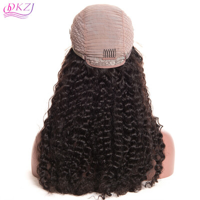 

QDKZJ Grade Glueless Lace Front Wigs Deep Wave 8-24inch Unprocessed Brazilian Virgin Human Hair Wigs Seven HairGrade 9A Glueles