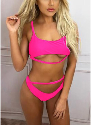 

2018 Sleeveless Backless Bandage Padding Wireless Adjustable Strap Bikini Set