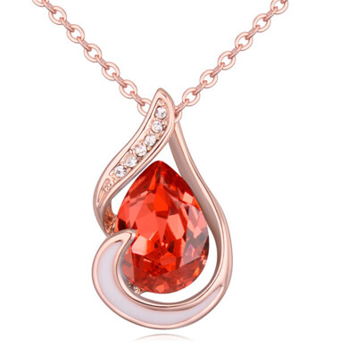 

Original Crystal from Austrian Elements Waterdrop Necklaces Pendants Rose Gold Color Chain Collier Bijoux For Women Best Gift 2166