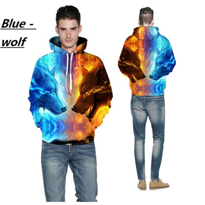 

New fashion men&women wear hooded 3D printing sweater casual long-sleeved couple models sweater coconut clothing