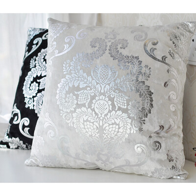 

5050CM White Silver Embroidery Customized Pillow Case Wedding Room Sofa Chair Bedding Hotel Decorative Cushion Cover Pillowslip