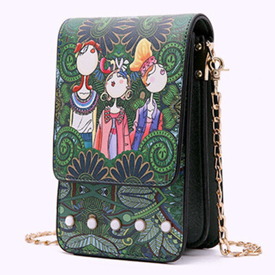 

3D printing women handbagsfashion Korean version shoulder bagGirl chain messenger bagsweet woman PU leather Vertical section