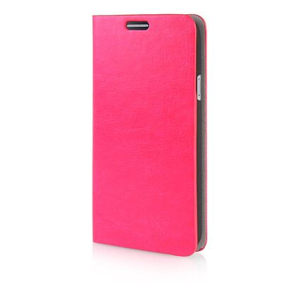 

MOONCASE Leather Side Flip Wallet Card Slot Pouch Stand Shell Back ЧЕХОЛ ДЛЯ Samsung Galaxy E5 Hot pink
