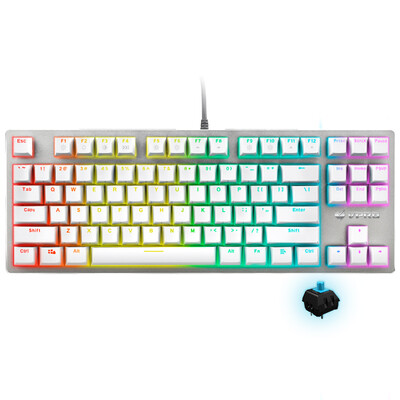 

Rapoo V500RGB подсветкой игровой механической клавиатуры клавиатура с подсветкой клавиатуры ноутбука игровой клавиатуры клавиатуры компьютера белый синий ось