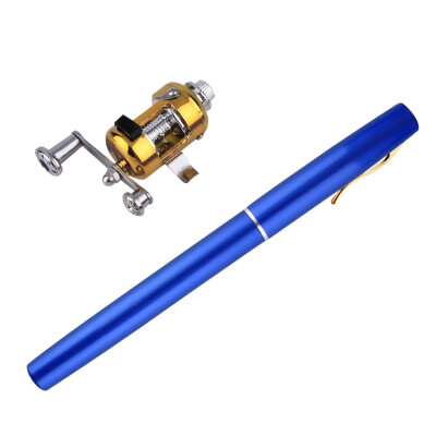 

Mini Portable Aluminum Alloy Pocket Pen Shape Fish Fishing Rod Pole With Reel Gold