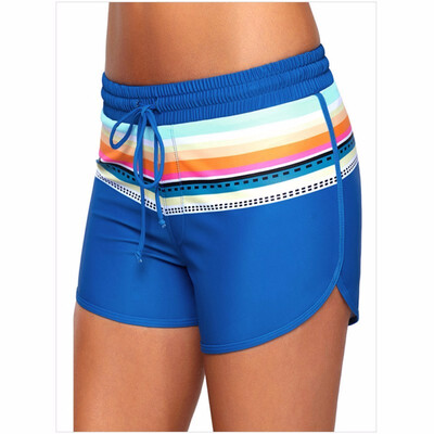 

Weis New High-Waist Lace Strip Print With Triangle-Lined Beach Four-Legged Swim Trunks 410571