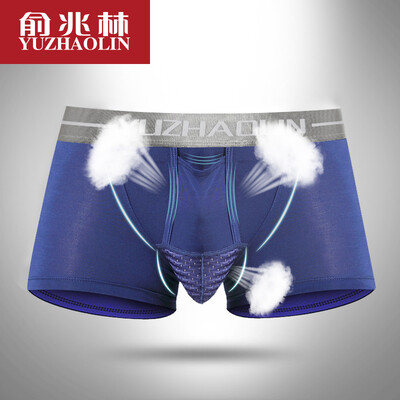 

Yu Zhaolin Mens Underwear Mens Ice Silk Gun Separation Features Boxer Mid-rise Waist Teeth Fog Dark Gray L