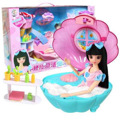 

Ao Zhijia AoZhiJia can be water music light magic bubble bath Barbie doll house bathroom set children bath girl toy gift