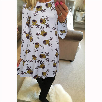 

Ruiyige 2018 spring Fashion Women Christmas Clothing Elegant Long Sleeve O-Neck Tunic Stretch Mini Dress Santa Festival Vestidos