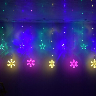 

25M 138LEDS Christmas Star&snowflake Curtain Lights Indoor Wedding Fairy Lights For Holiday Wedding Party Decoration