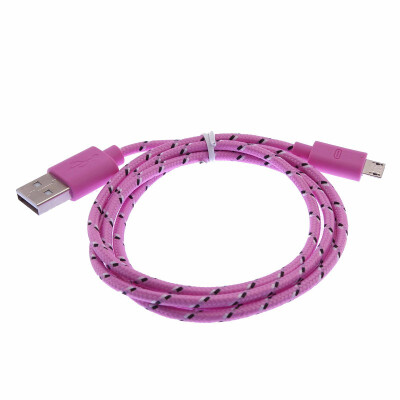 

Pink For Samsung HTC phone Micro USB Charger Sync Cable Adapters Braided Woven