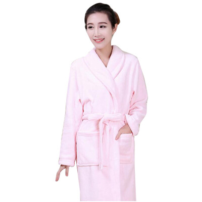 

Loose Women Coral Fleece Plush Long Night-robe Dresses Sleepwear Shawl Bathrobe